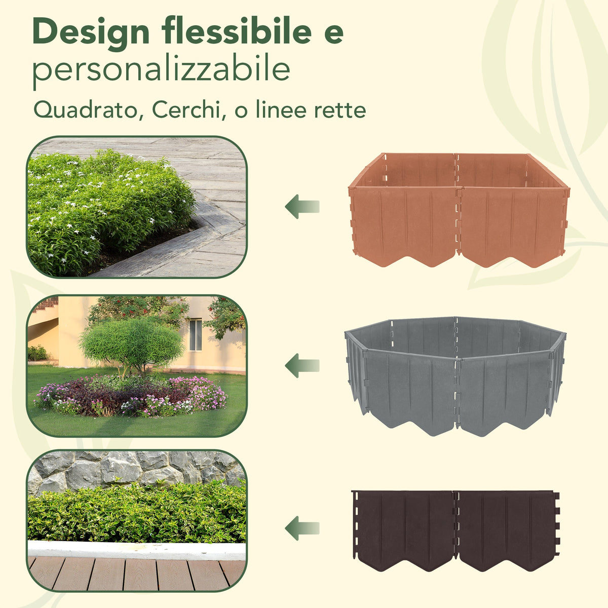 Bordo per prato in plastica marrone – Bordo flessibile e riciclato da 5,15 m