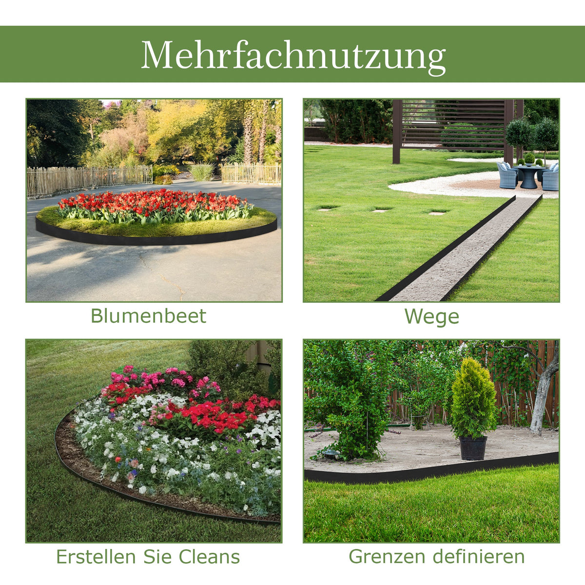 10 m schwarze flexible Rasenkantenbegrenzung