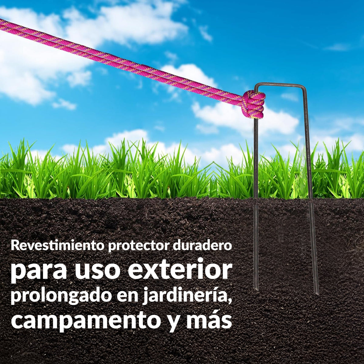 100x estacas de tierra - clavijas de acero galvanizado de 200 mm para redes de vellón de jardín
