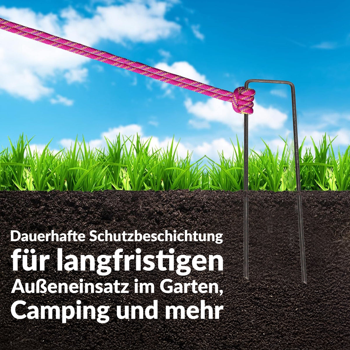 100x Erdspieße – 200 mm verzinkte Stahlheringe für Gartenvliesnetze