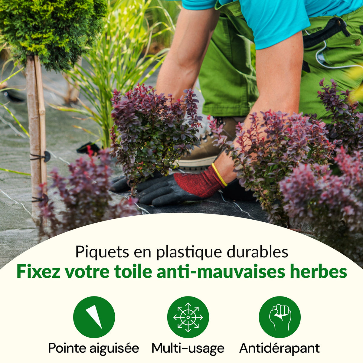 Chevilles de fixation TerraPIN pour tissu paysager