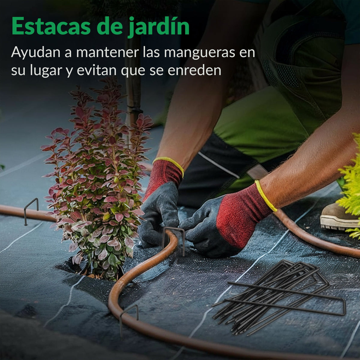 100x estacas de tierra - clavijas de acero galvanizado de 200 mm para redes de vellón de jardín