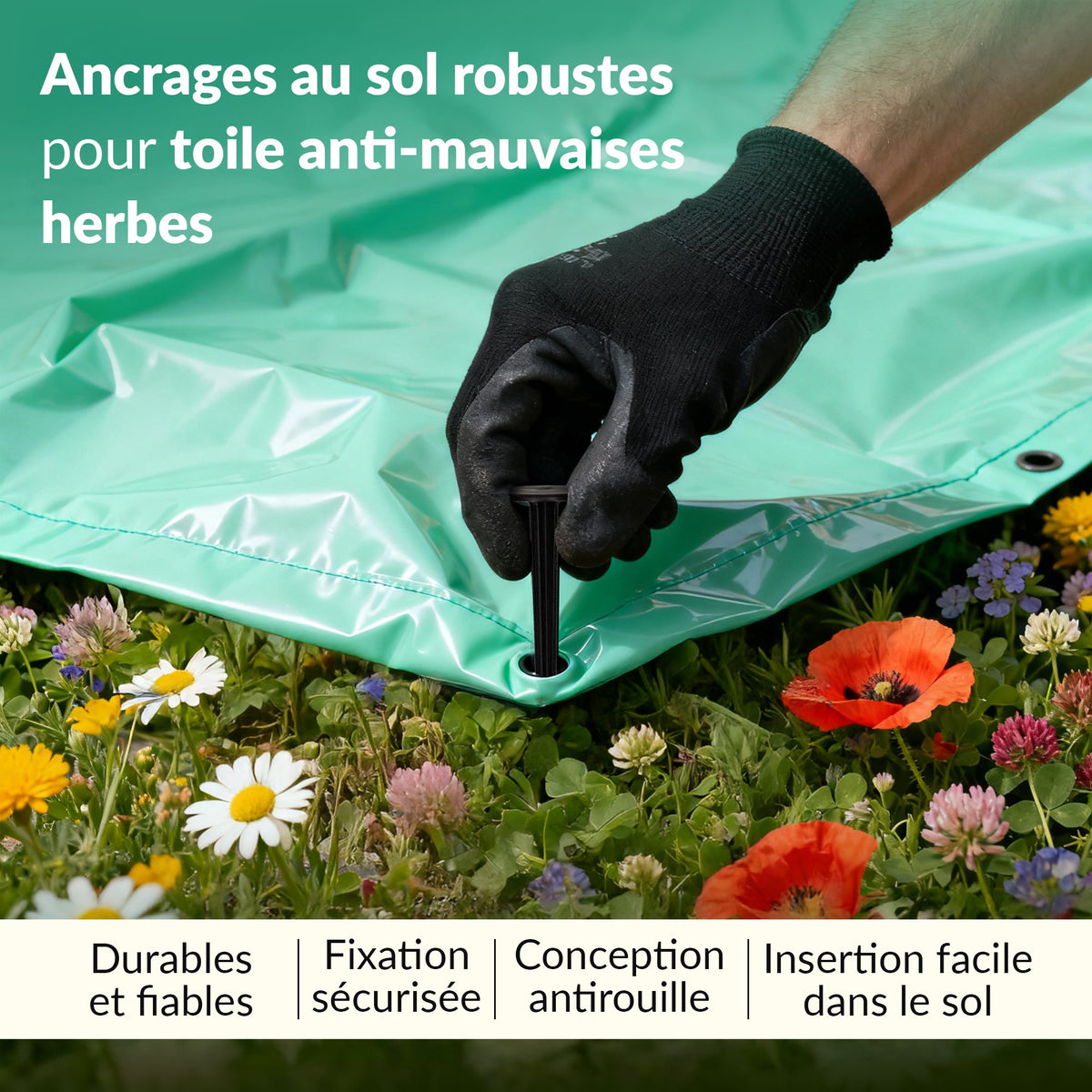 Chevilles de fixation TerraPIN pour tissu paysager