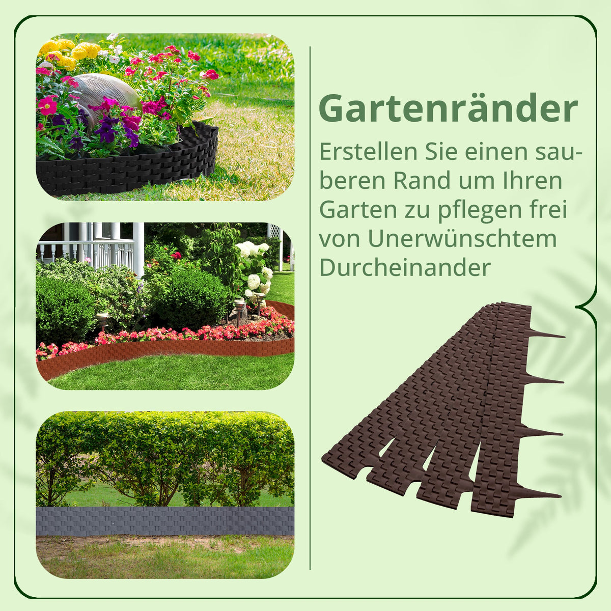 <tc>GARDENIX</tc> 3,2 m lange Beetumrandung in Rattanoptik - Rasen-Palisadenzaun