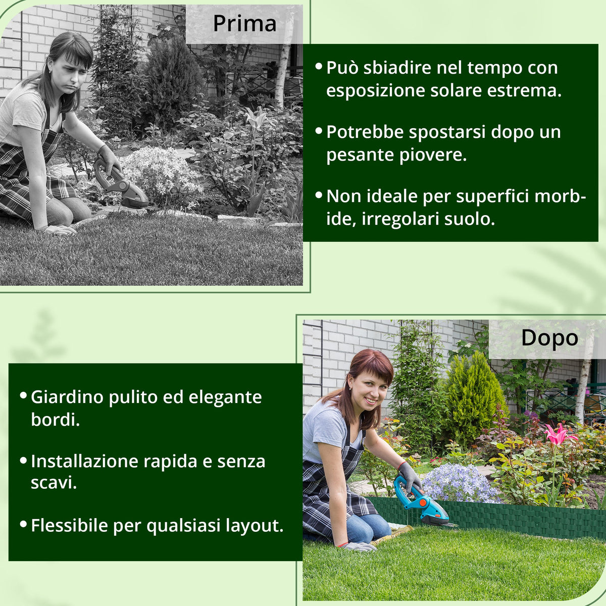 <tc>GARDENIX</tc> Bordura per aiuole da giardino effetto rattan da 3,2 m - Recinzione a palizzata per prato