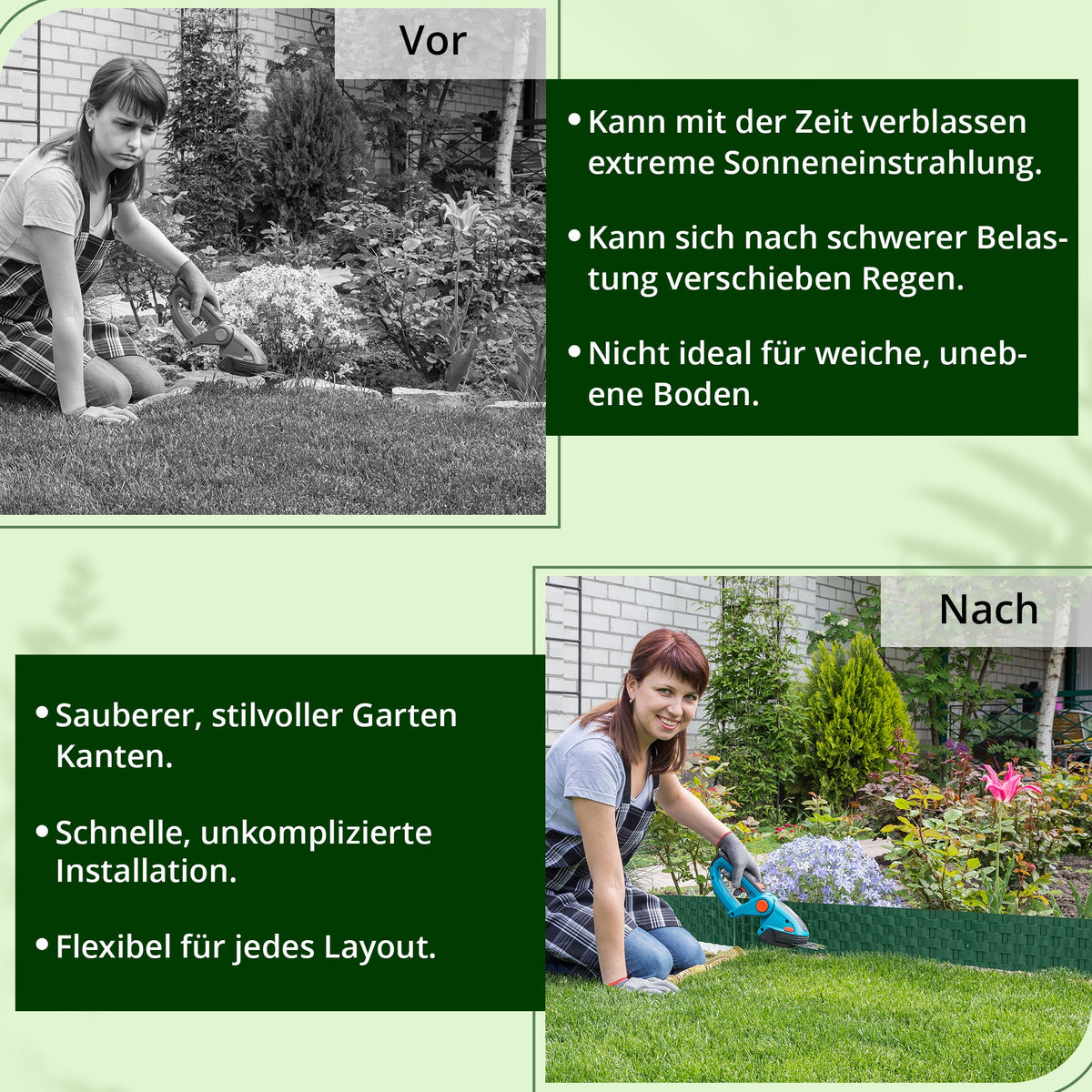 <tc>GARDENIX</tc> 3,2 m lange Beetumrandung in Rattanoptik - Rasen-Palisadenzaun