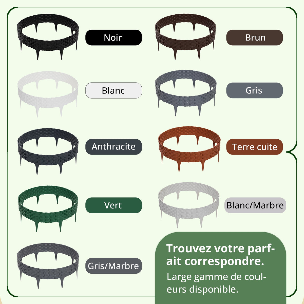 <tc>GARDENIX</tc> Bordure de parterre de fleurs effet rotin de 3,2 m - Clôture de pelouse