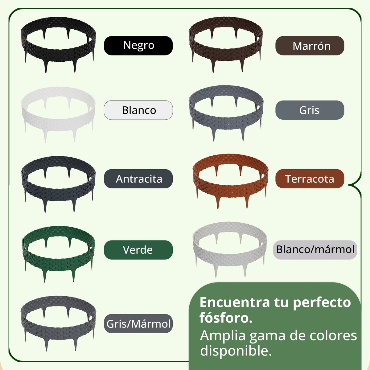 <tc>GARDENIX</tc> Borde para macizos de flores de jardín con efecto ratán de 3,2 m - Valla de palisada para césped
