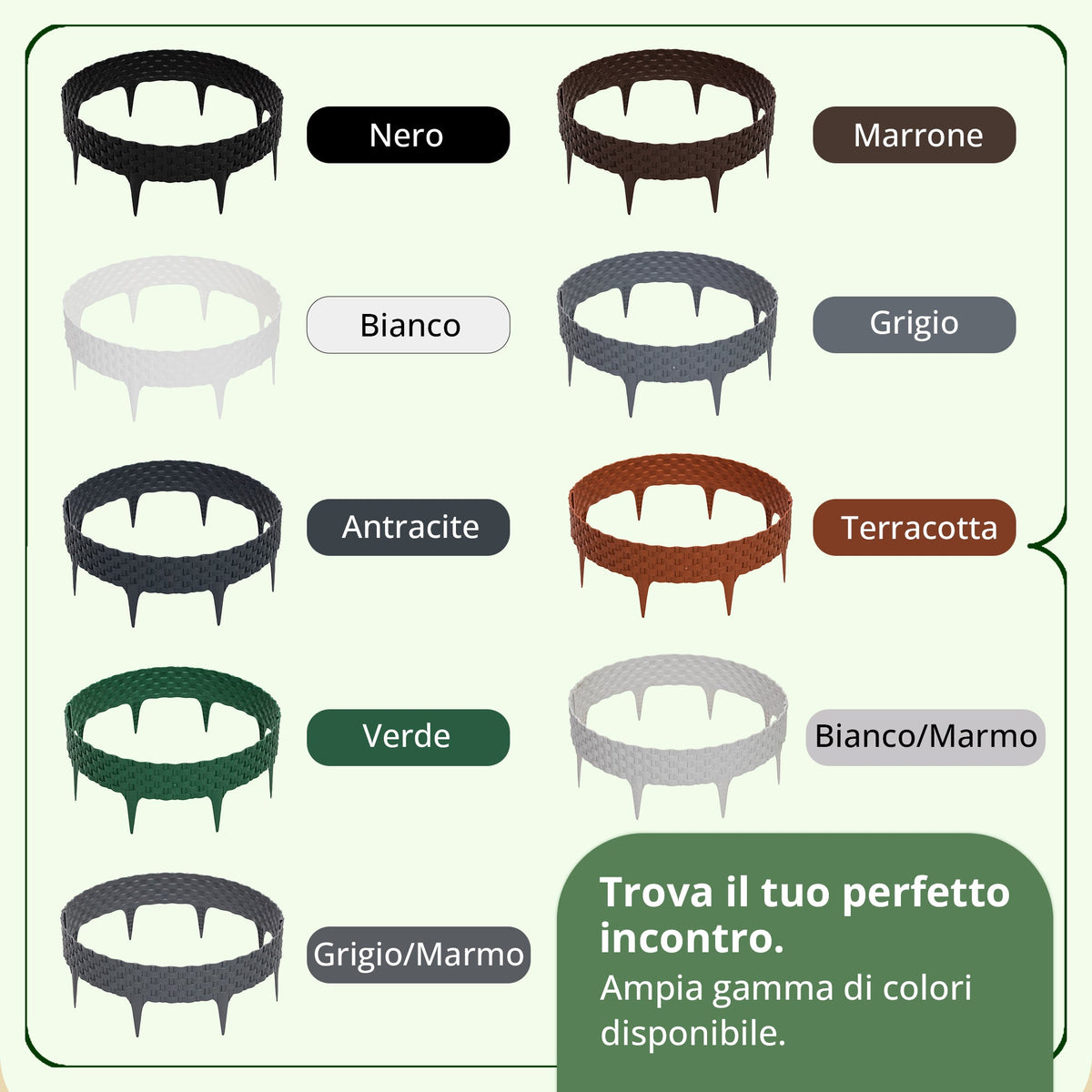<tc>GARDENIX</tc> Bordura per aiuole da giardino effetto rattan da 3,2 m - Recinzione a palizzata per prato