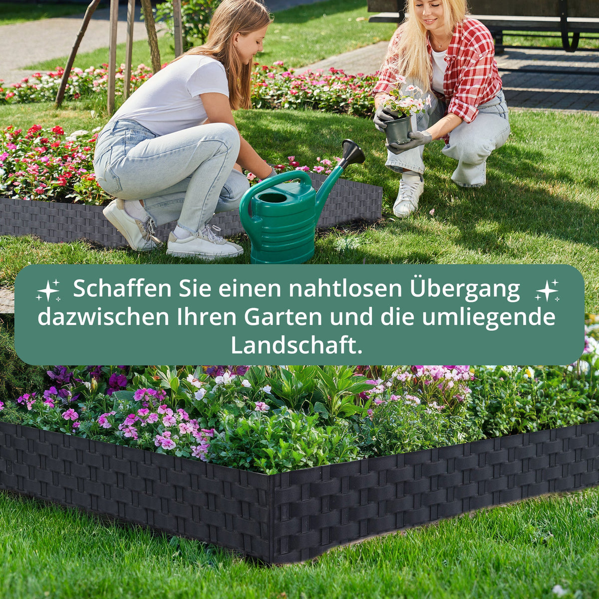 <tc>GARDENIX</tc> 3,2 m lange Beetumrandung in Rattanoptik - Rasen-Palisadenzaun