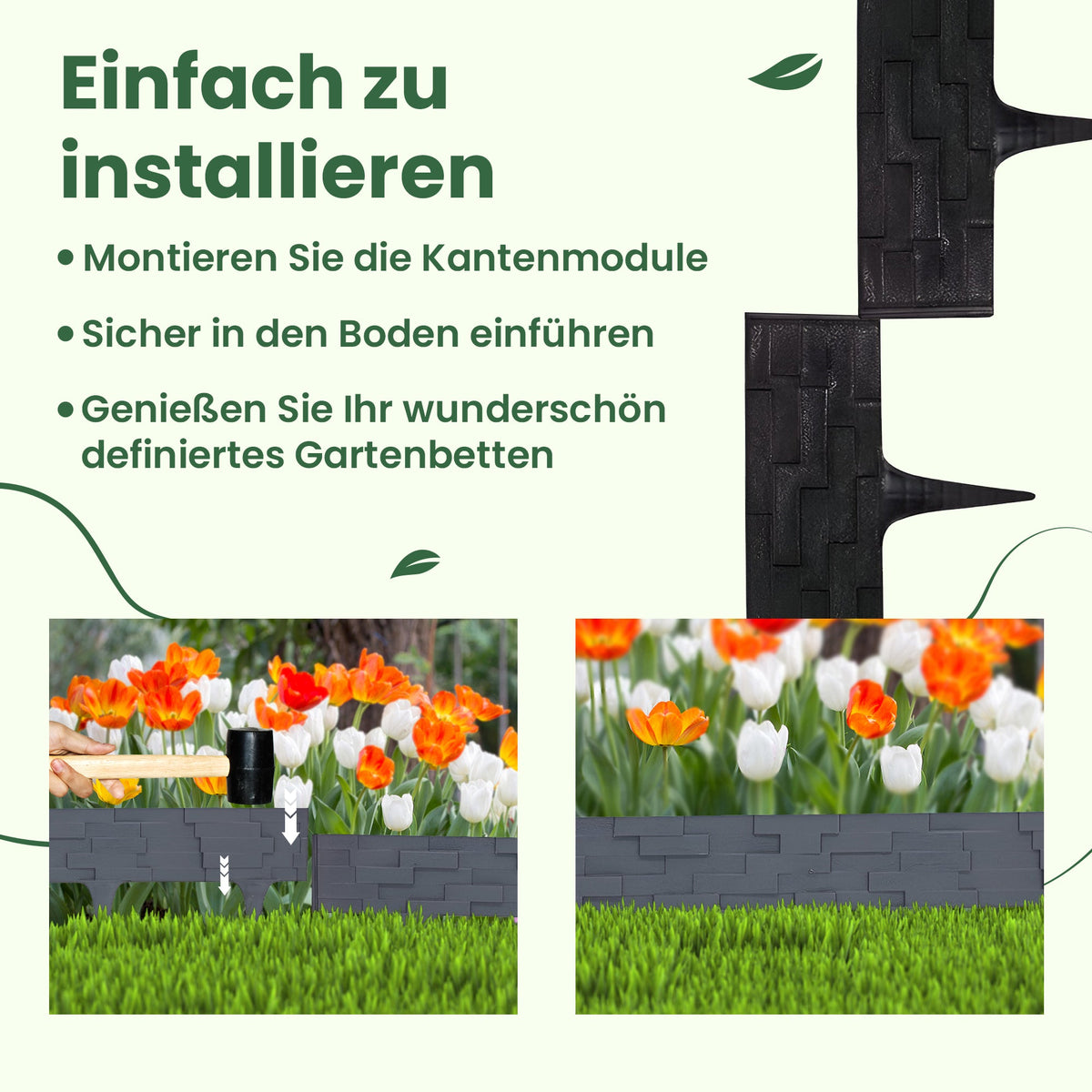 3,16 m lange Gartenbeeteinfassung in Steinoptik