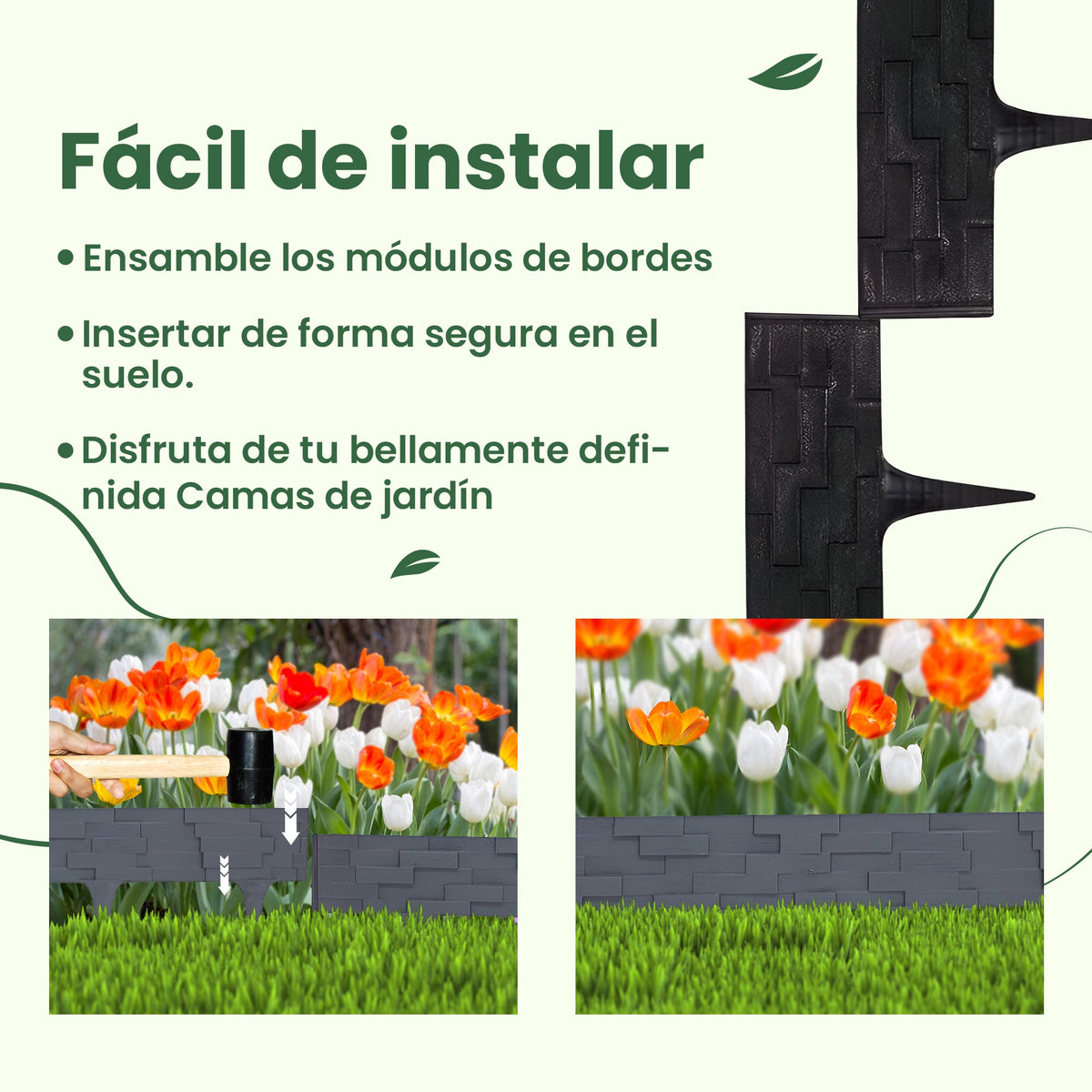 Borde de cama de jardín con efecto piedra de 3,16 m