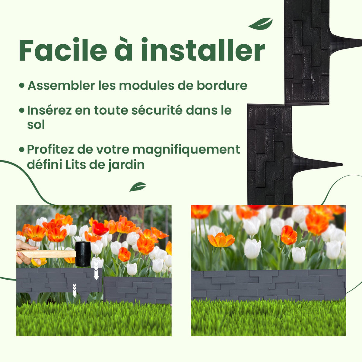 Bordure de lit de jardin effet pierre de 3,16 m