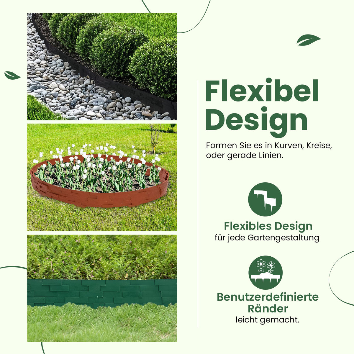 3,16 m lange Gartenbeeteinfassung in Steinoptik