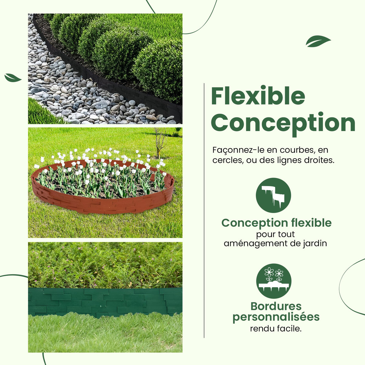 Bordure de lit de jardin effet pierre de 3,16 m