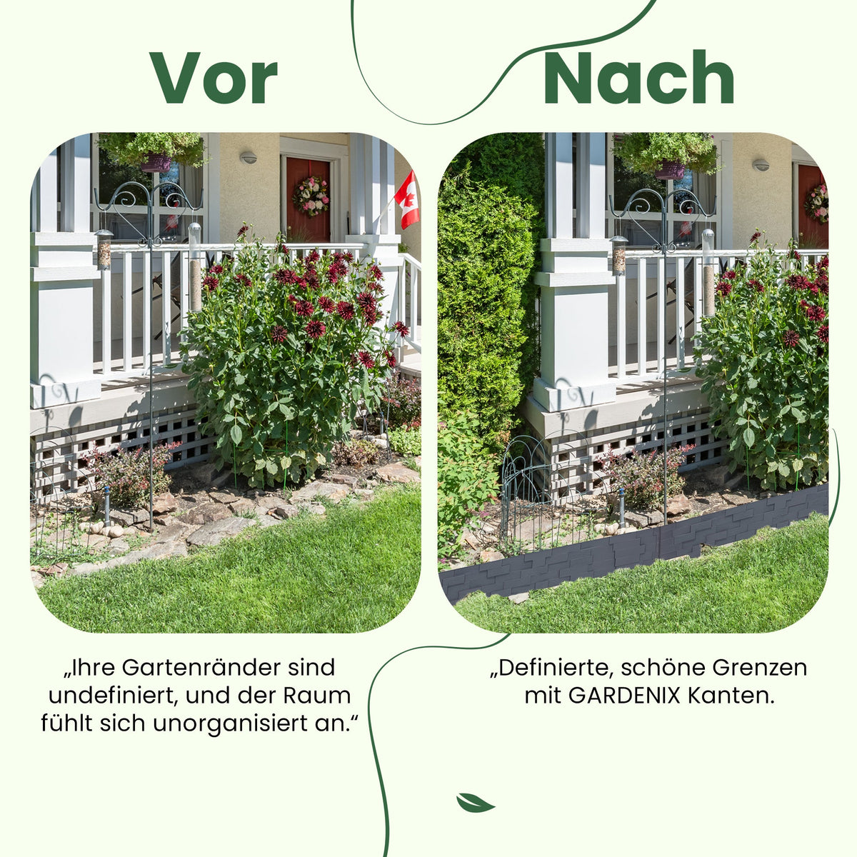 3,16 m lange Gartenbeeteinfassung in Steinoptik