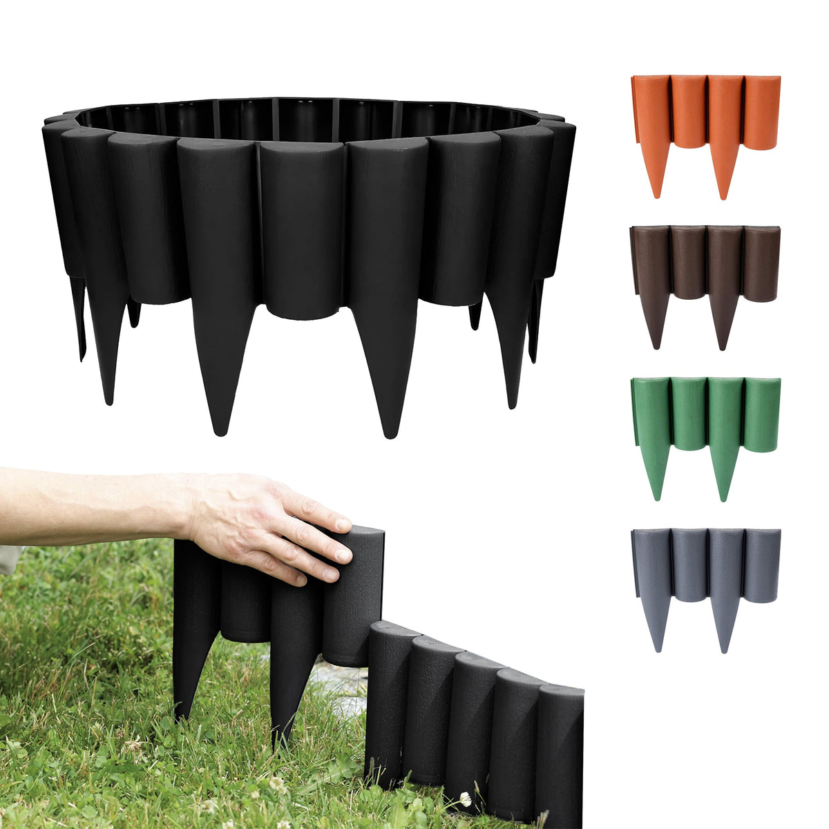 Bordure de jardin effet bois - Pelouse flexible 2,5 m & Bordure de parterre de fleurs