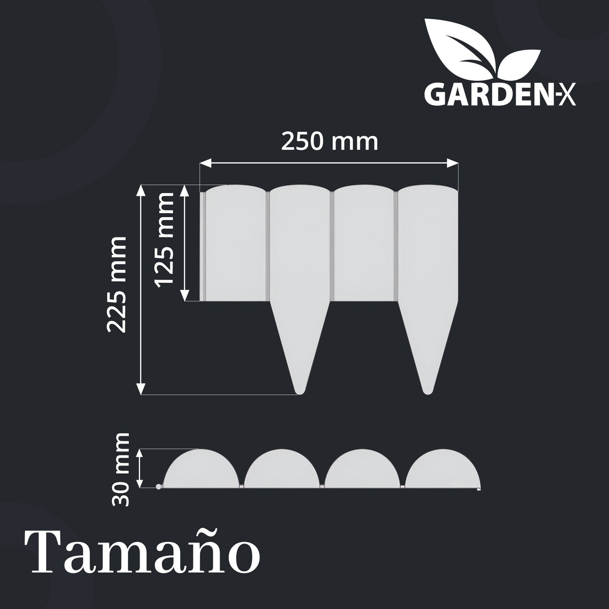 Borde de jardín con efecto madera - Césped flexible de 2,5 m & Borde para parterre de flores