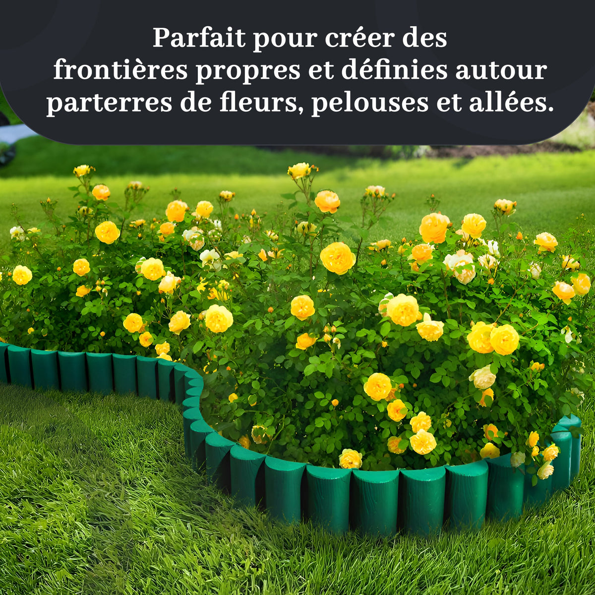 Bordure de jardin effet bois - Pelouse flexible 2,5 m & Bordure de parterre de fleurs