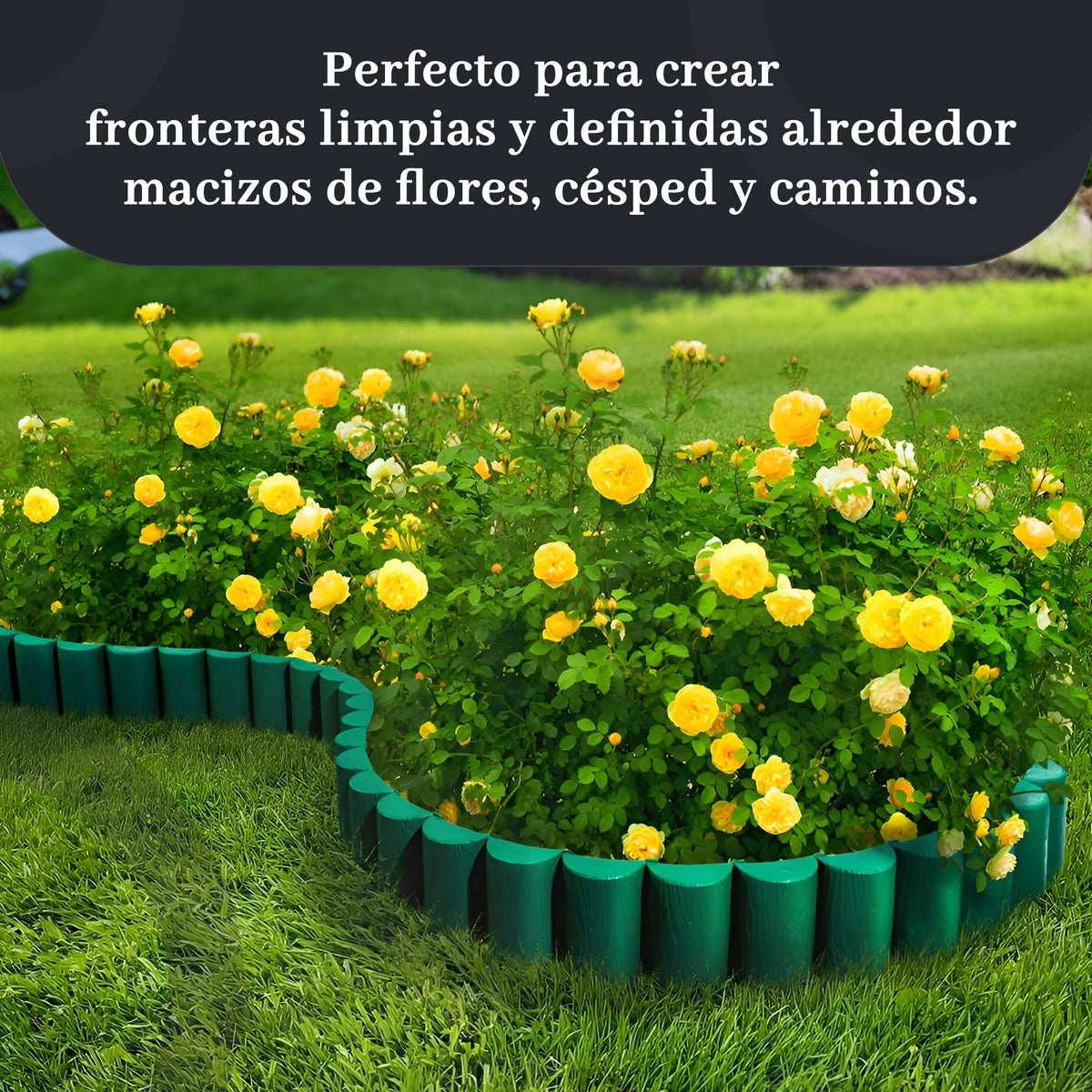 Borde de jardín con efecto madera - Césped flexible de 2,5 m & Borde para parterre de flores