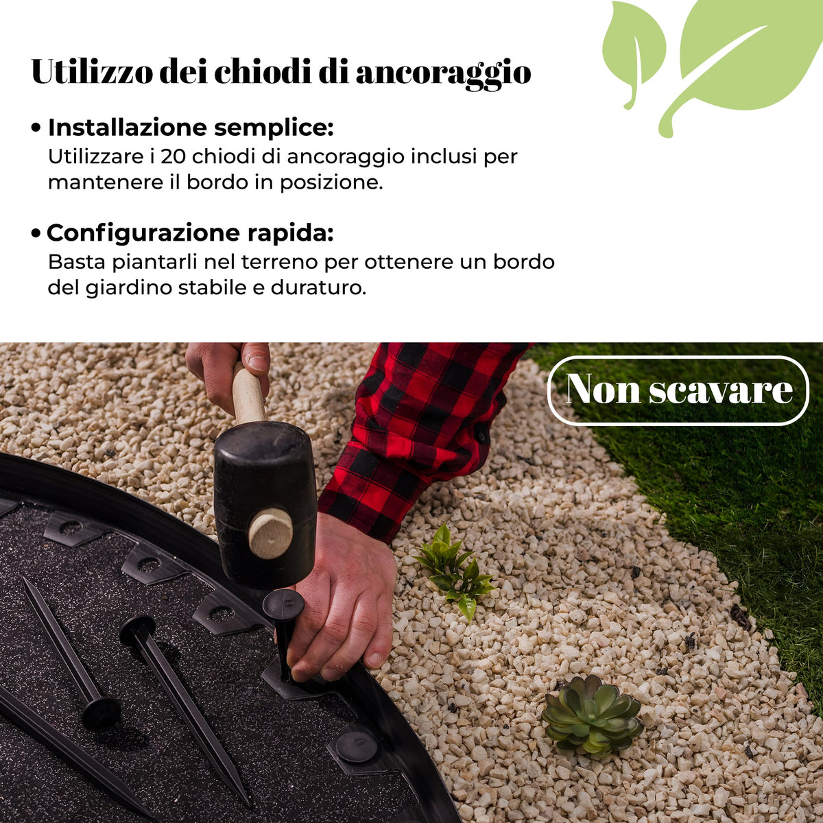 Bordo per prato flessibile da 10 m - Bordo per aiuola grigio chiaro, resistente alle intemperie