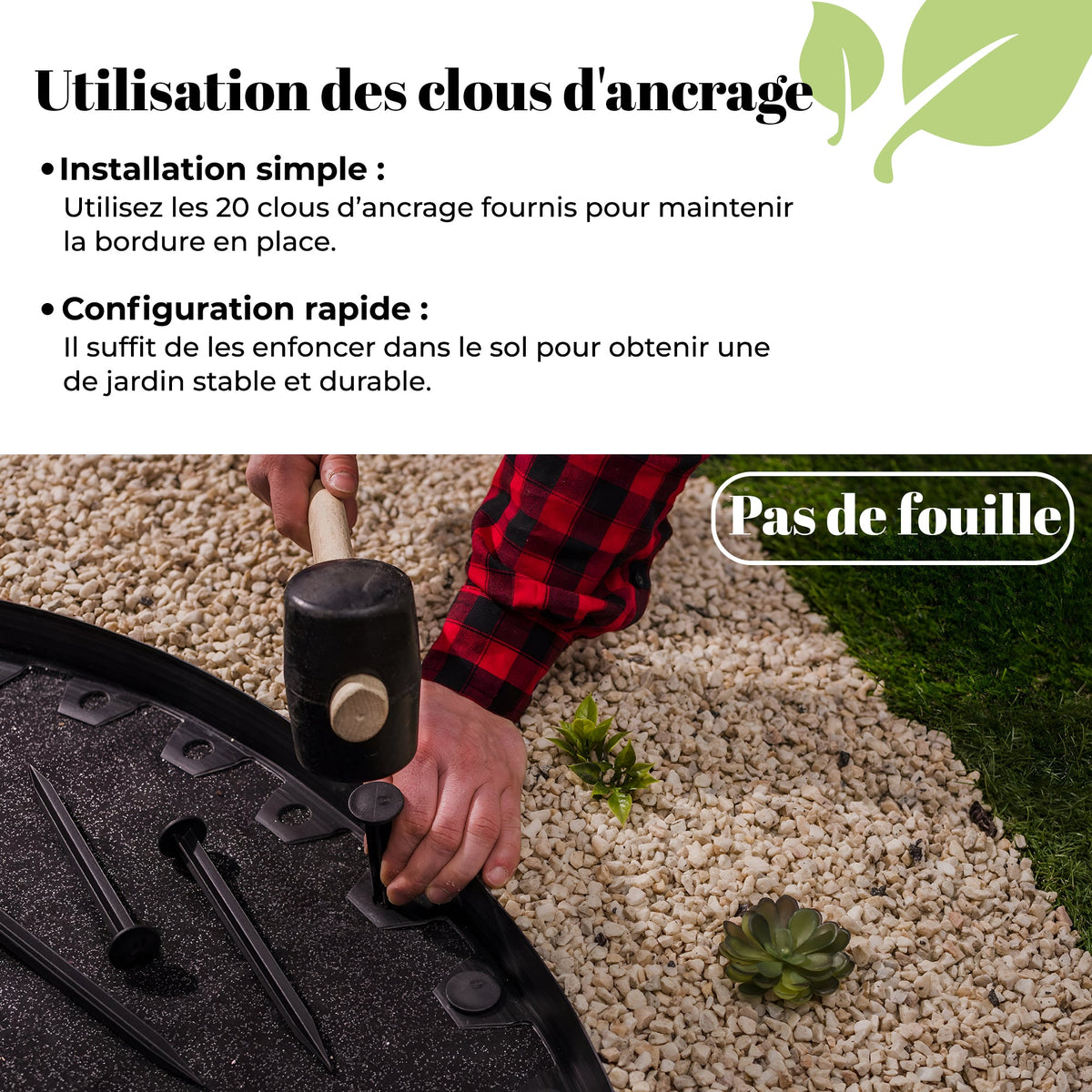Bordure de pelouse flexible de 10 m - Bordure de parterre de fleurs gris clair résistante aux intempéries