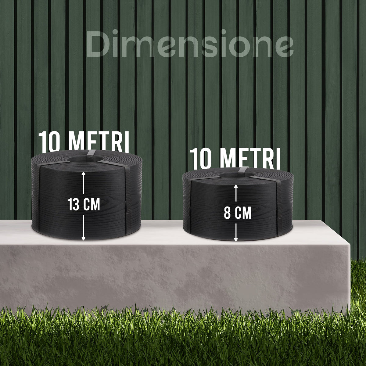 Bordo per prato verde flessibile effetto legno da 10 m
