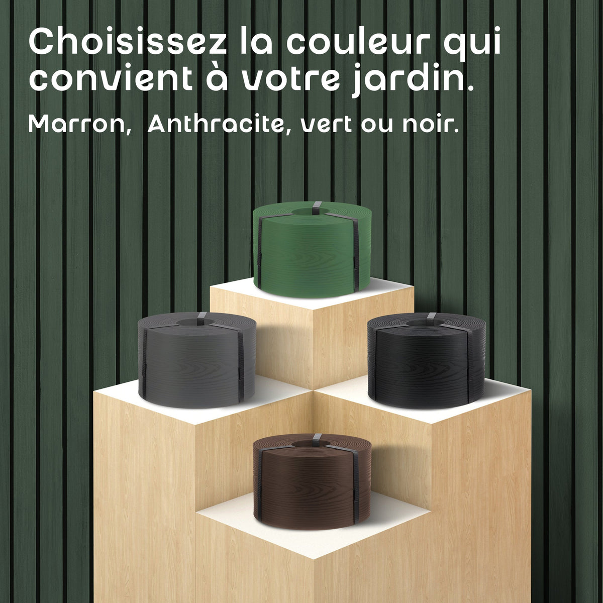 Bordure de pelouse flexible verte aspect bois, 10 m