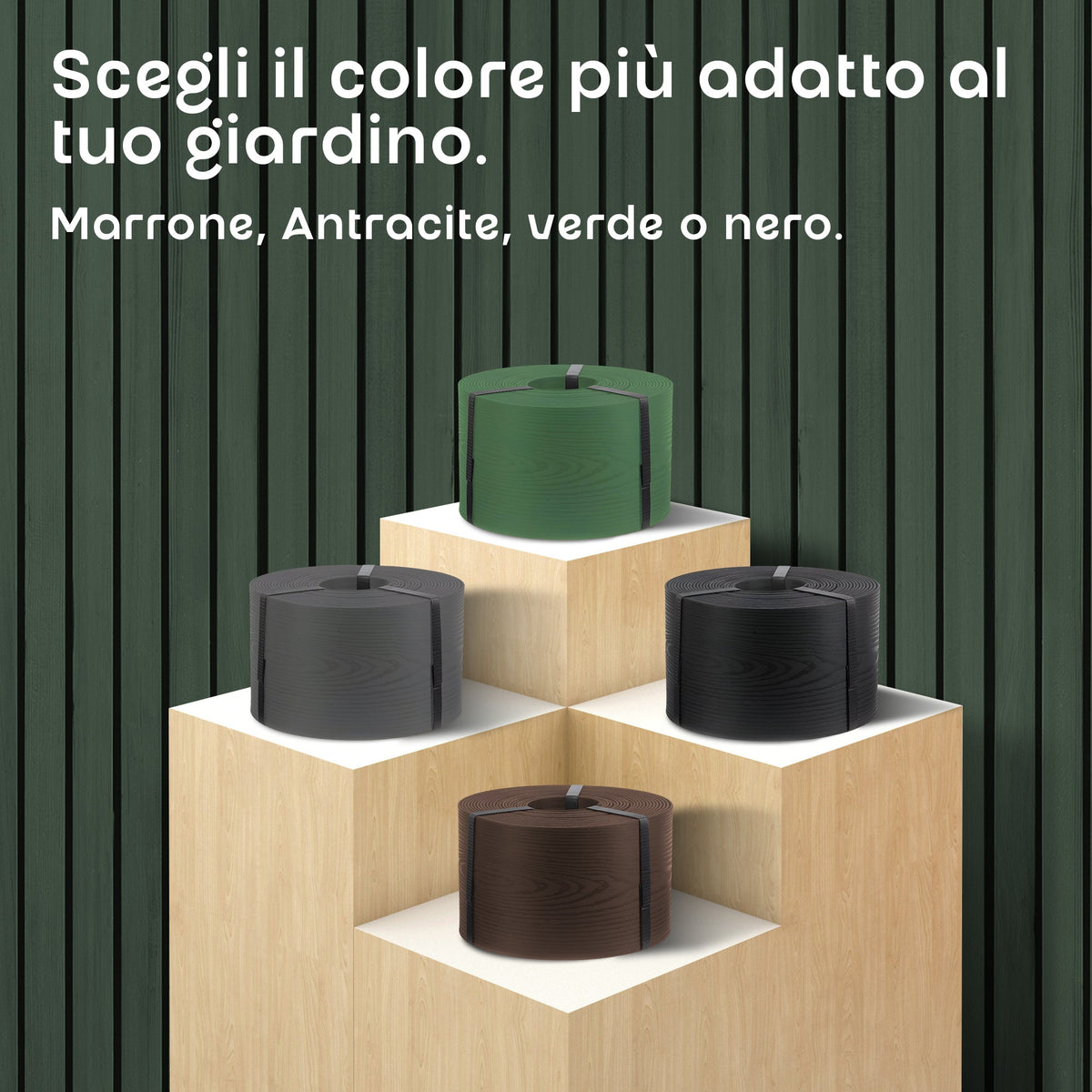Bordo per prato verde flessibile effetto legno da 10 m