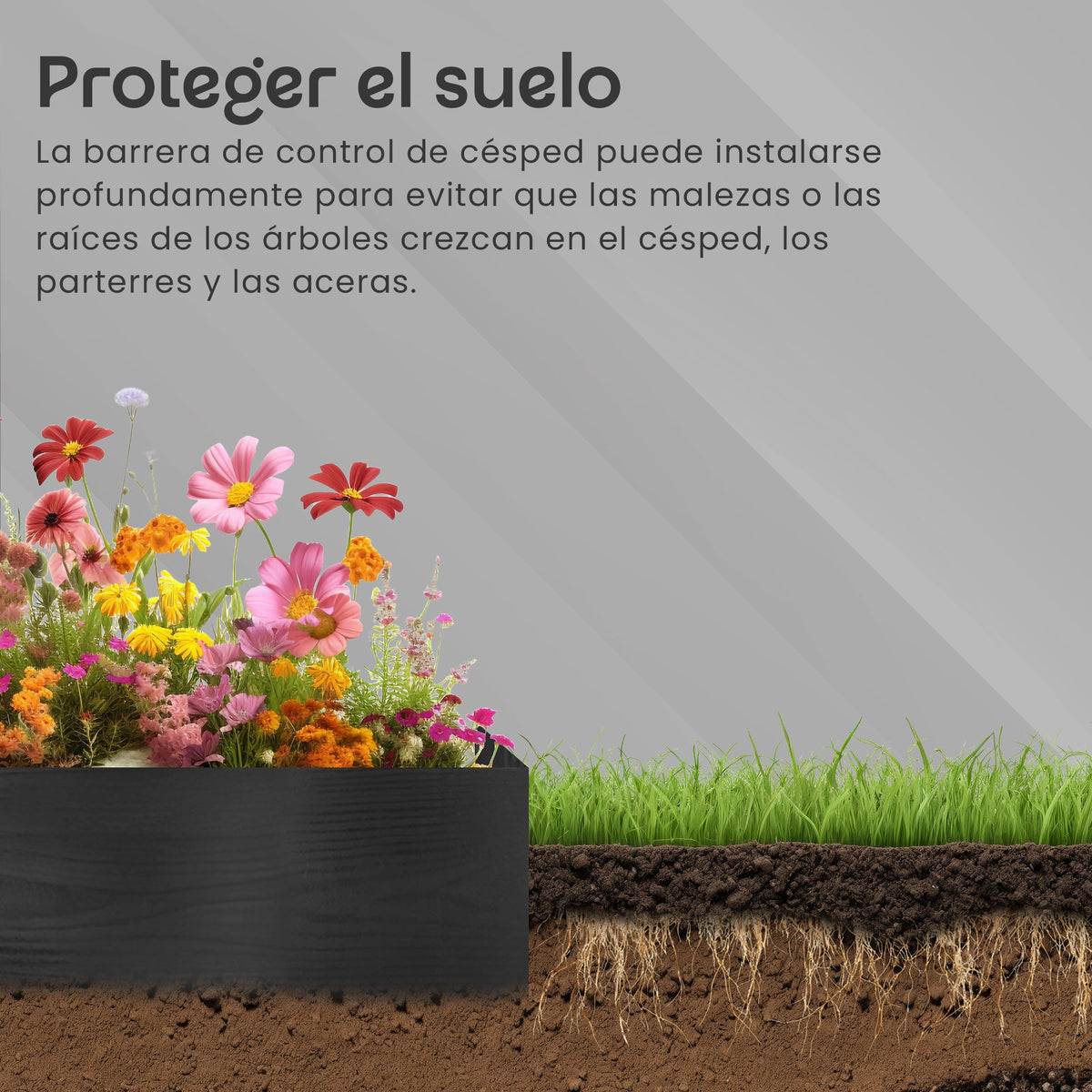 Borde de césped flexible con aspecto de madera verde de 10 m