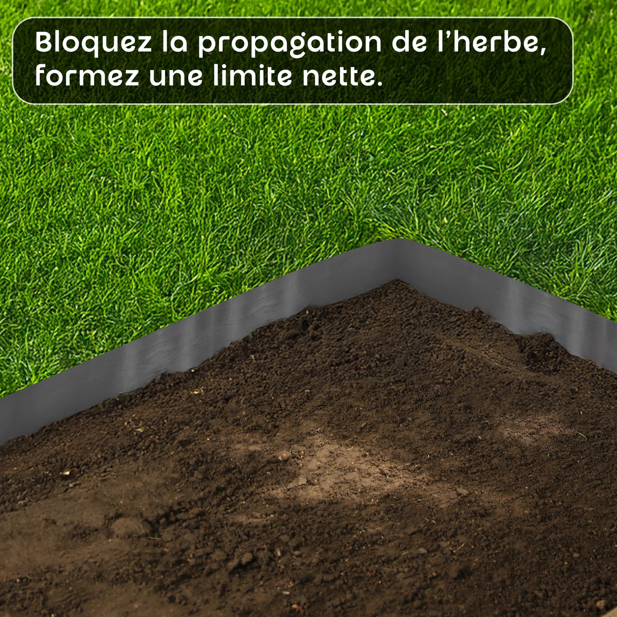 Bordure de pelouse flexible verte aspect bois, 10 m