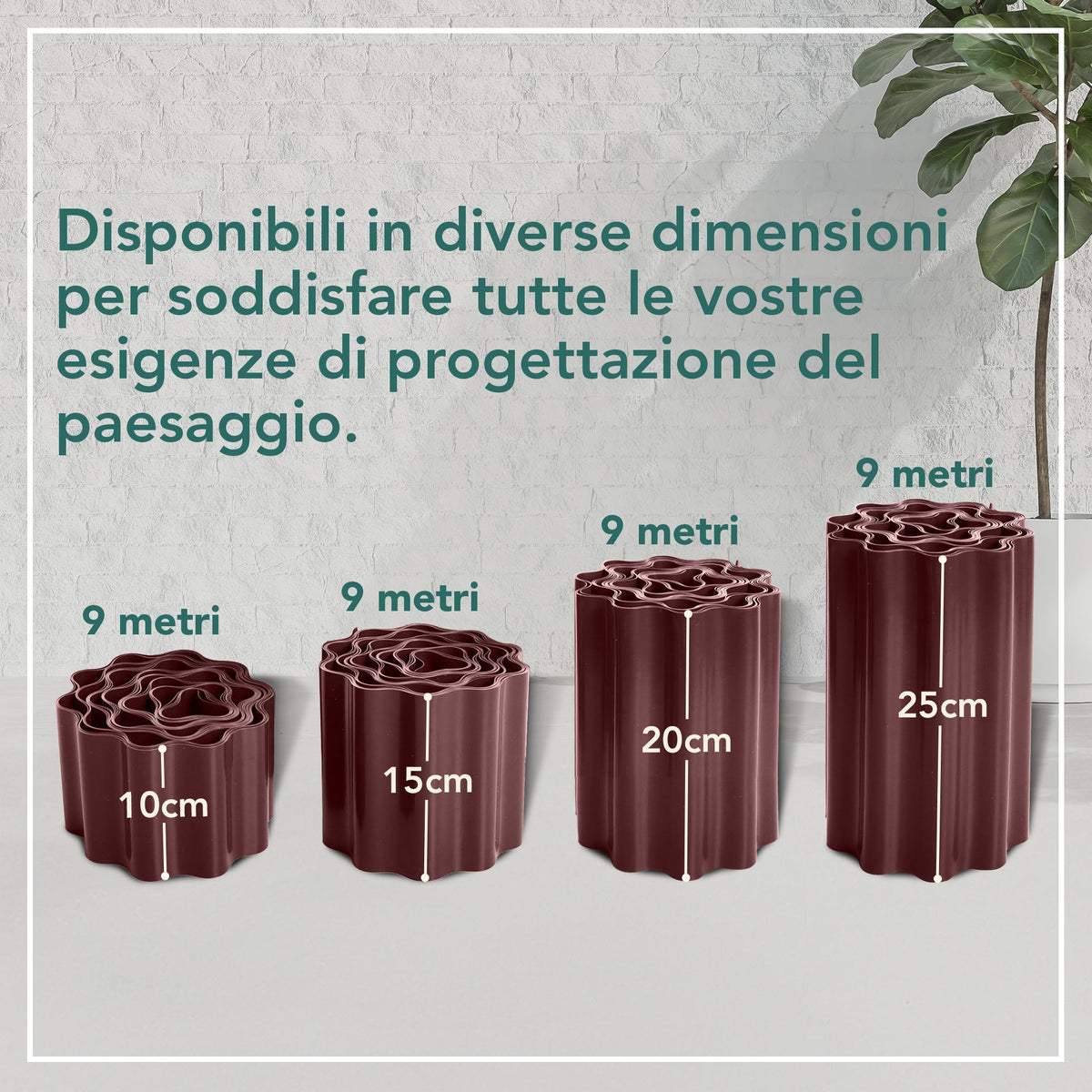 Bordura per prato in plastica ondulata color antracite, 9 m (altezza 15 cm)