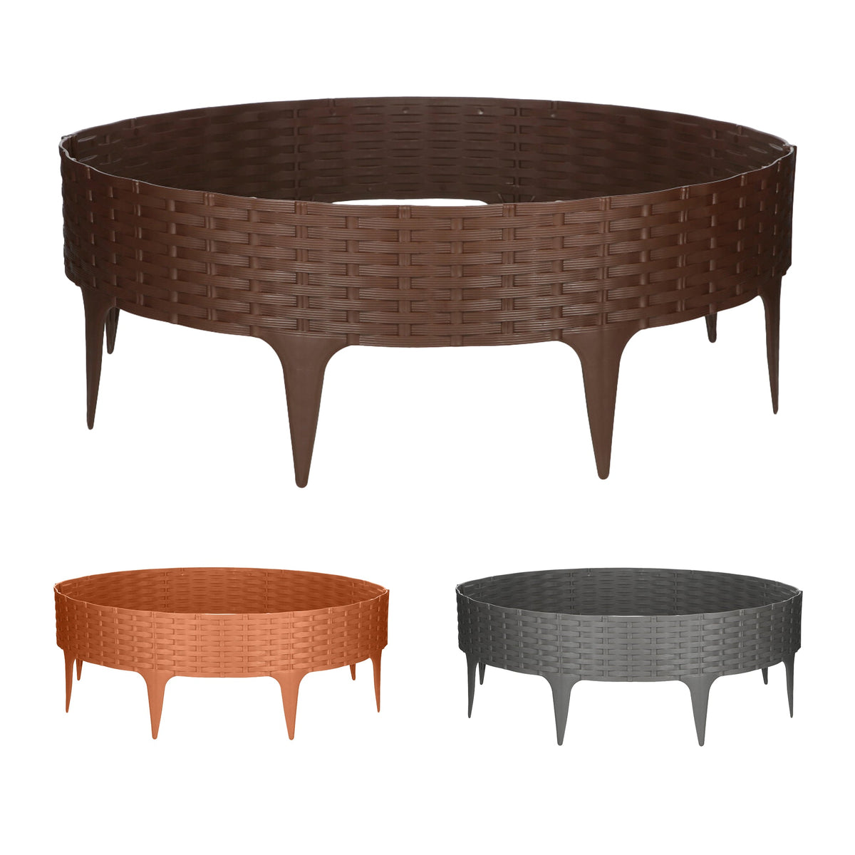 Bordo per prato effetto rattan da 3,9 m - Grigio
