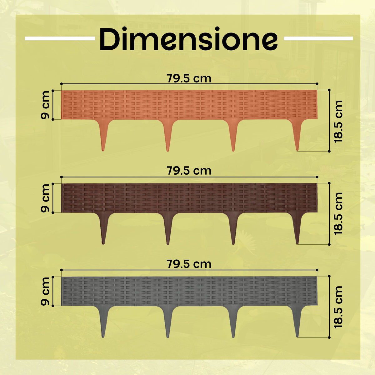 Bordo per prato effetto rattan da 3,9 m - Grigio