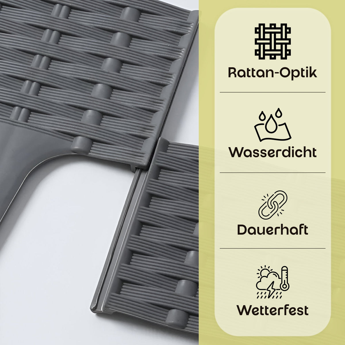 3,9 m Rasenkante mit Rattan-Effekt – Grau