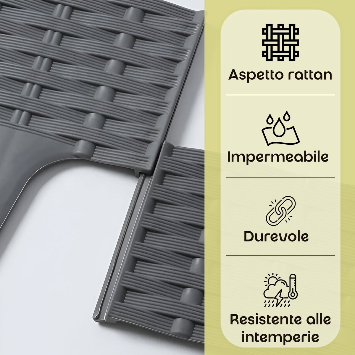 Bordo per prato effetto rattan da 3,9 m - Grigio