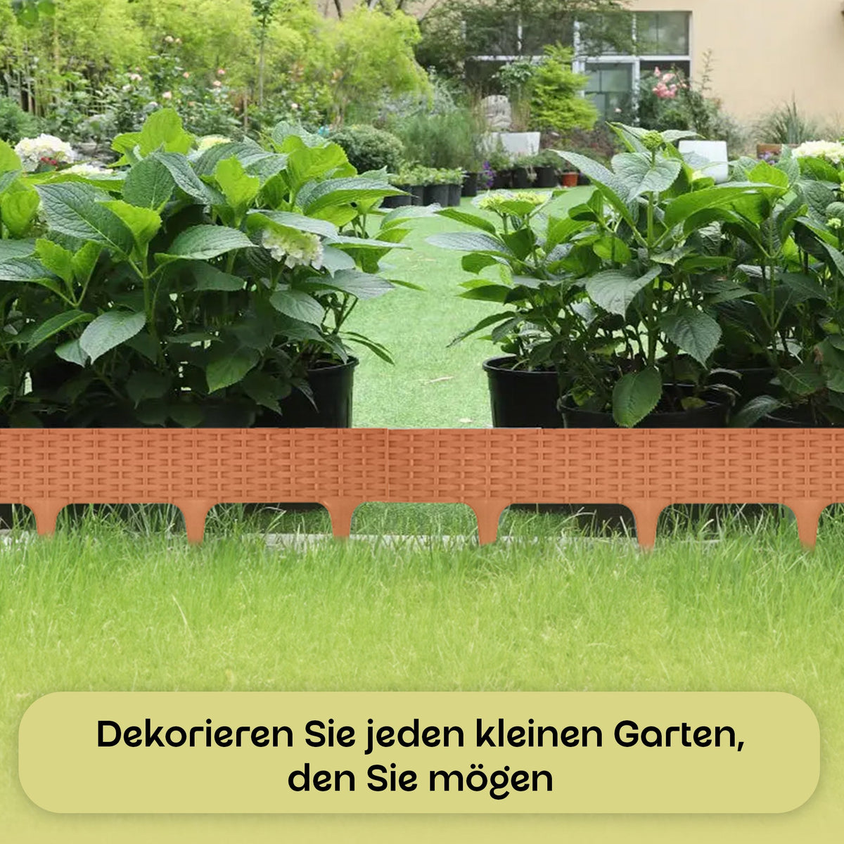 3,9 m Rasenkante mit Rattan-Effekt – Grau
