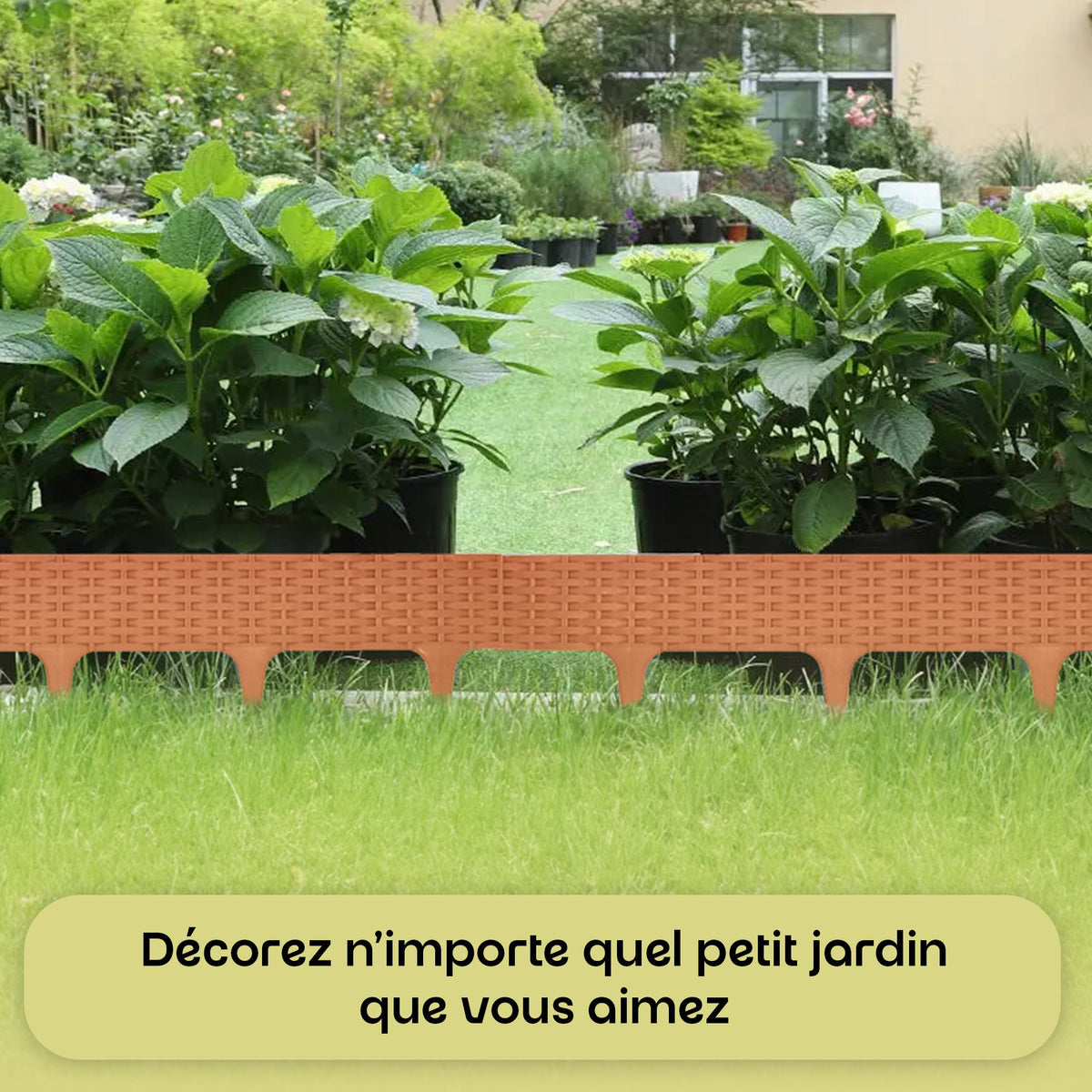 Bordure de pelouse effet rotin 3,9 m - Gris