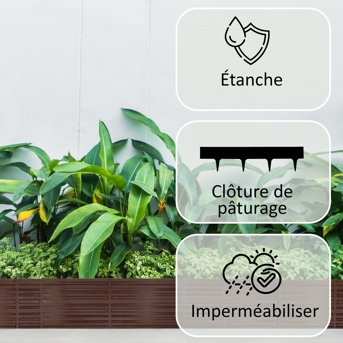 Bordure de palissade de jardin en plastique gris - 5 modules, 3,9 m résistant aux UV