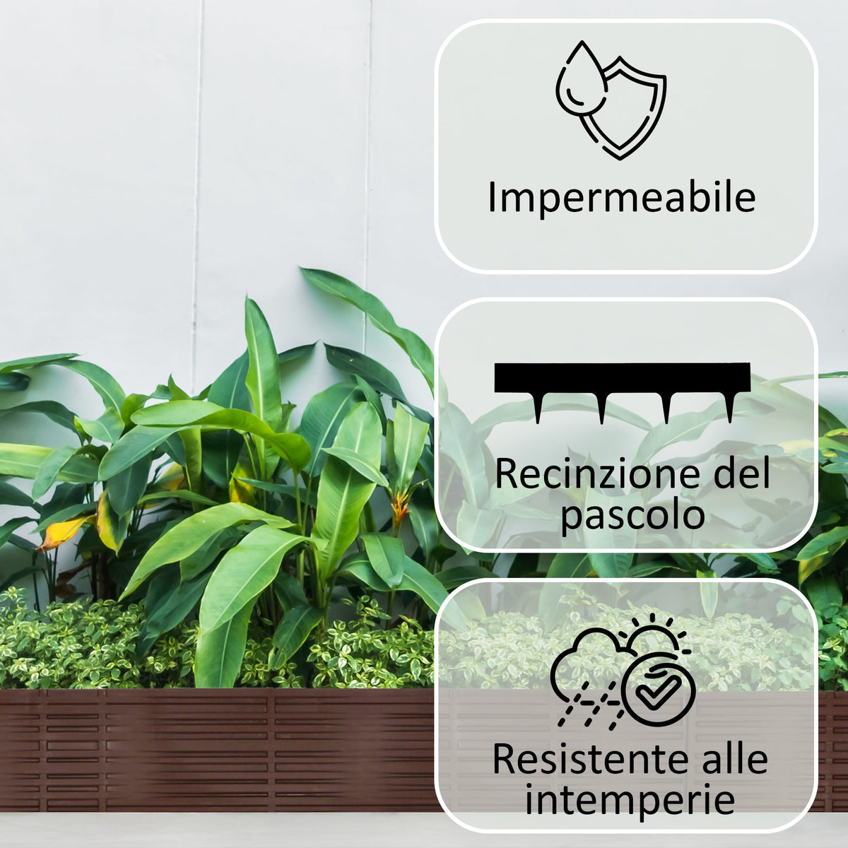 Bordura per palizzata da giardino in plastica grigia - 5 moduli, resistente ai raggi UV 3,9 m