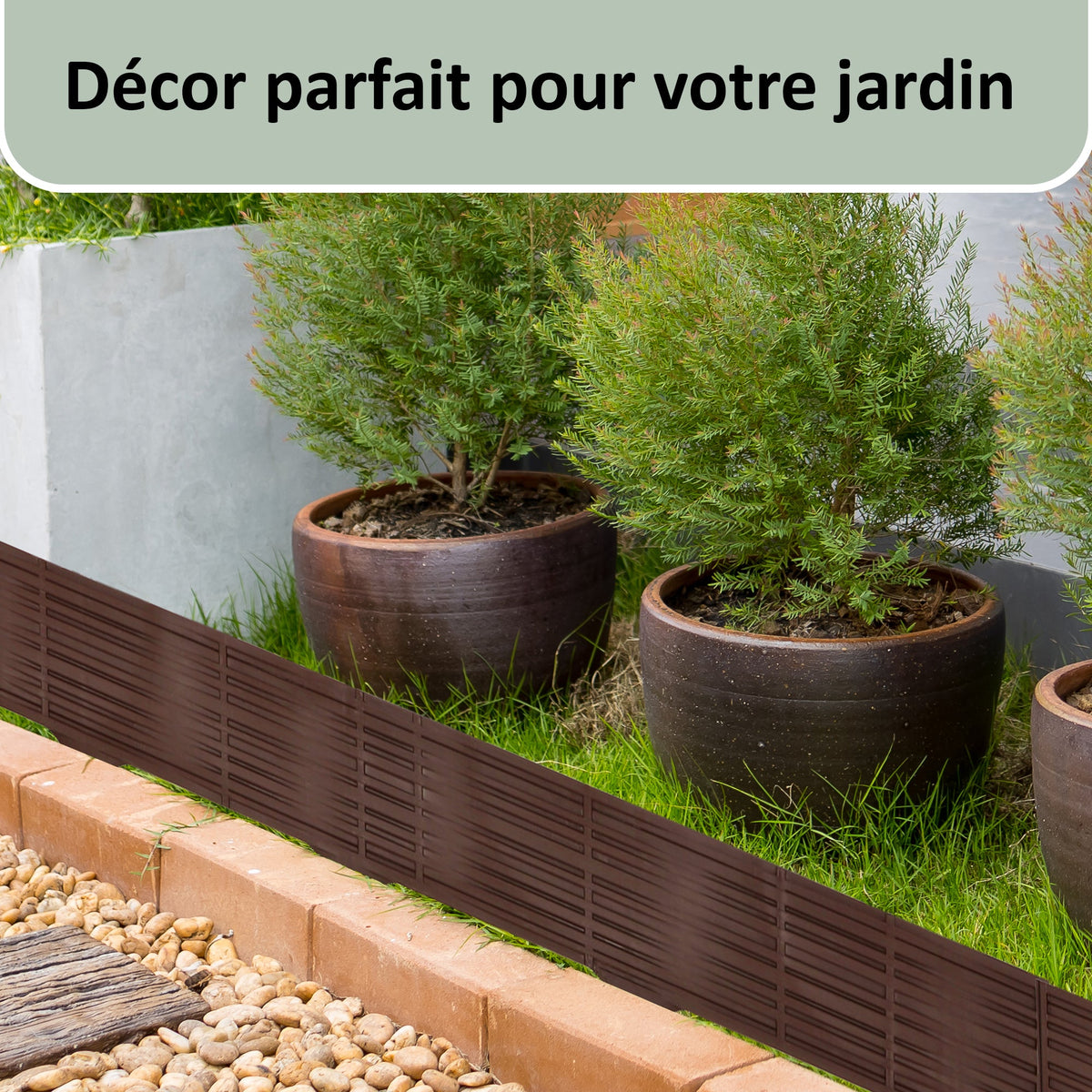 Bordure de palissade de jardin en plastique gris - 5 modules, 3,9 m résistant aux UV