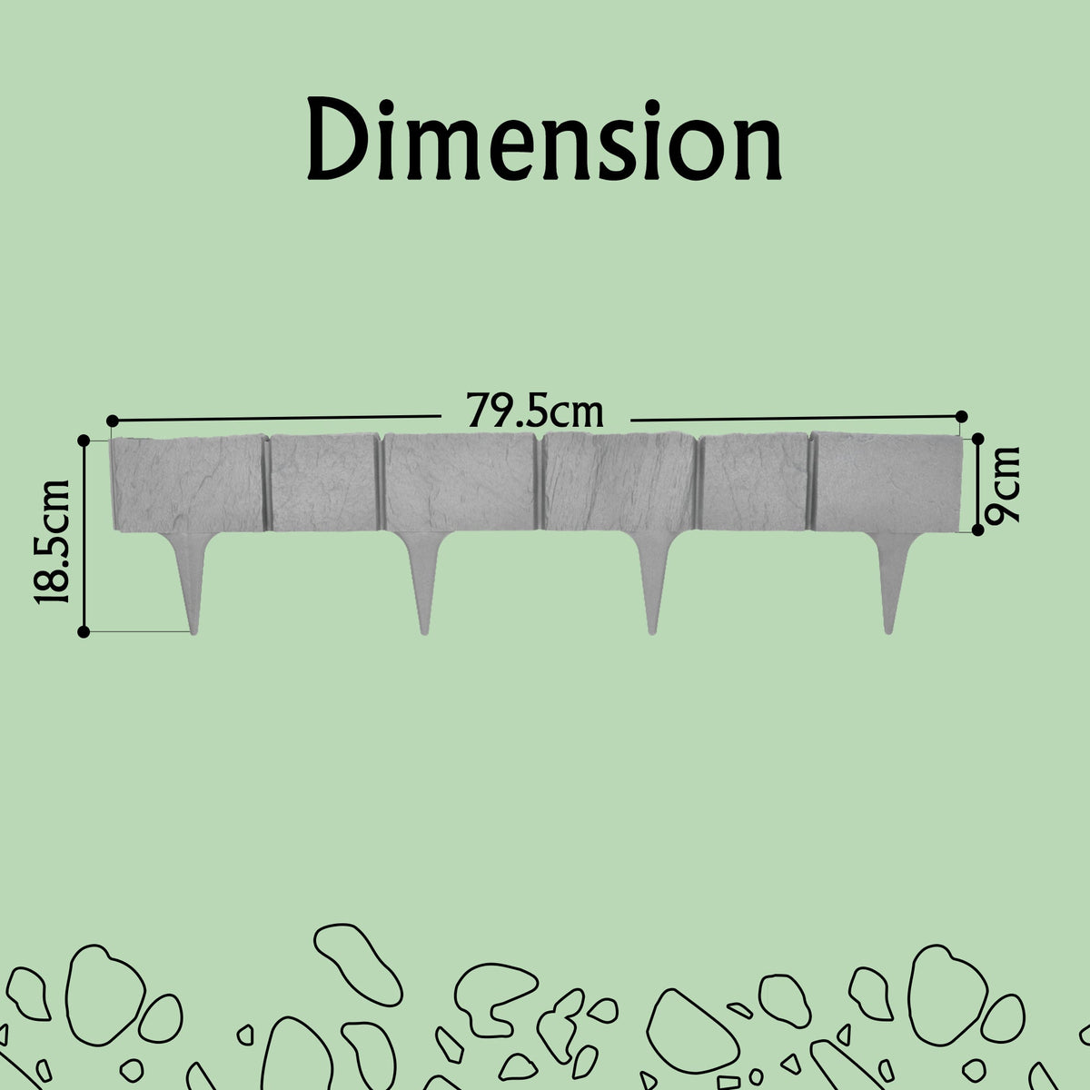 Rasenkanten in Steinoptik – 3,9 m graue Kunststoffumrandung (5 Module)