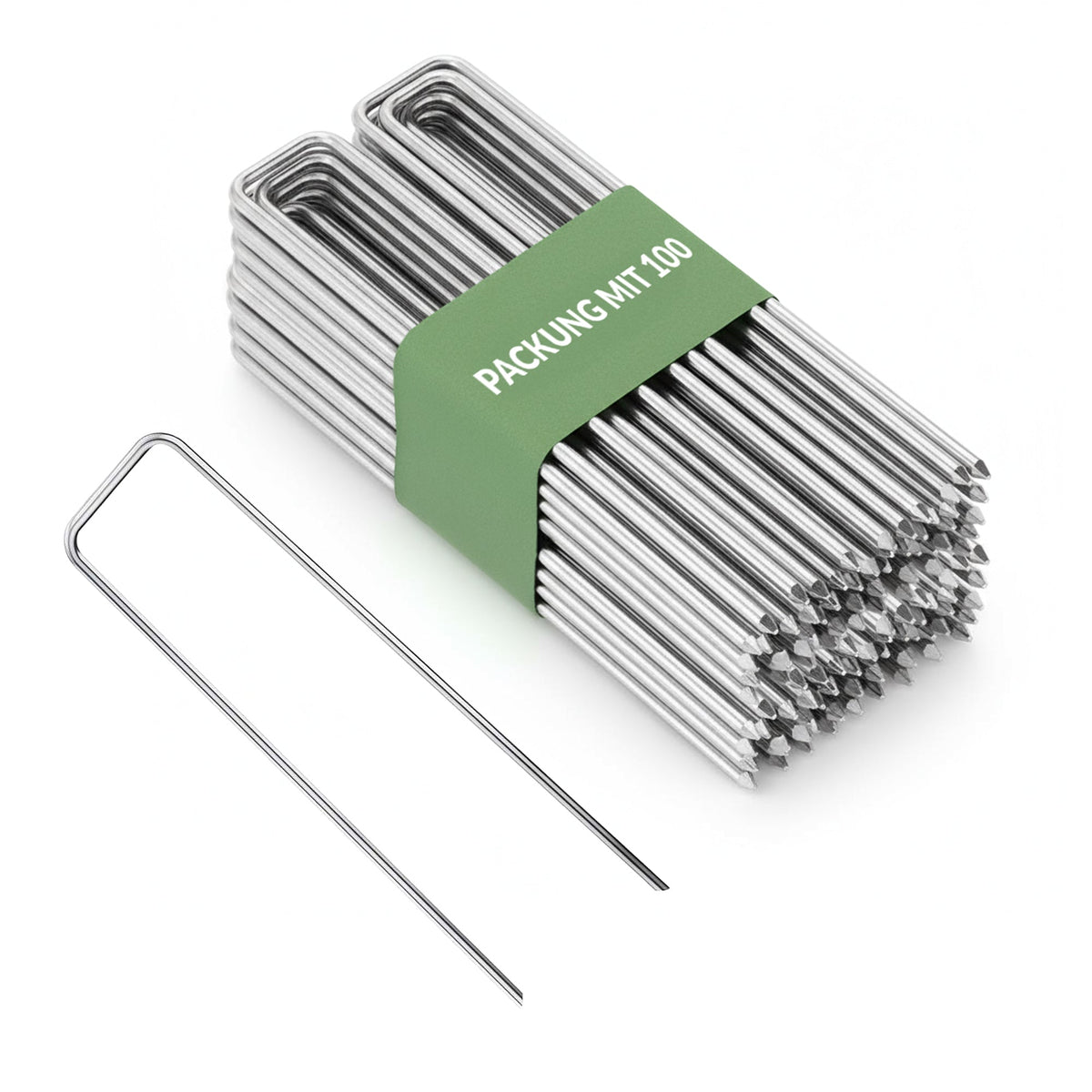 100x Erdspieße – 200 mm verzinkte Stahlheringe für Gartenvliesnetze