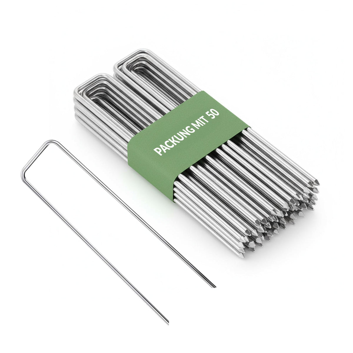 100x Erdspieße – 200 mm verzinkte Stahlheringe für Gartenvliesnetze