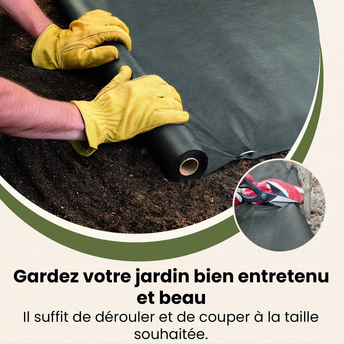 Tissu anti-mauvaises herbes – Polaire noire, perméable à l'eau, résistant aux UV – Vendu au mètre