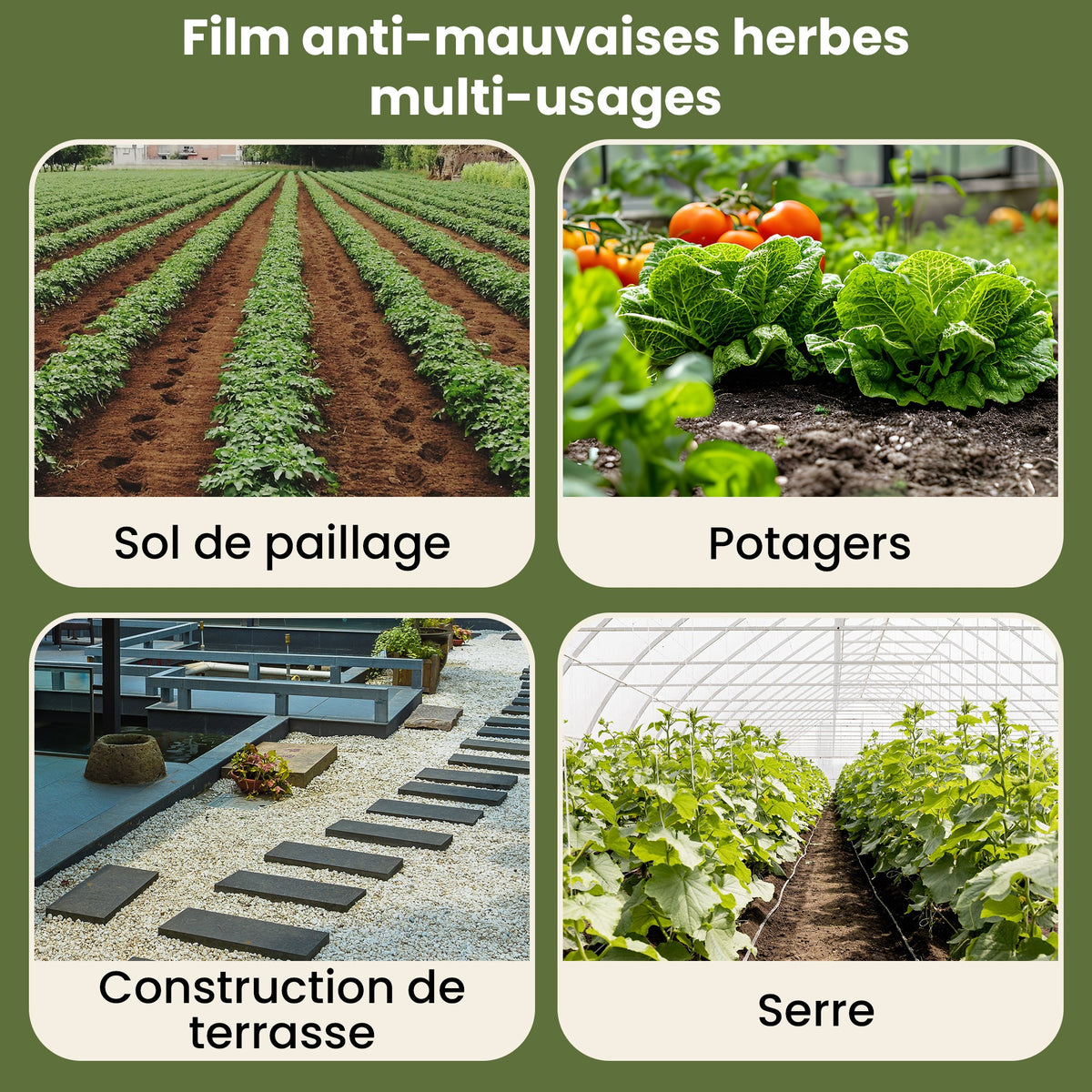 Tissu anti-mauvaises herbes – Polaire noire, perméable à l'eau, résistant aux UV – Vendu au mètre
