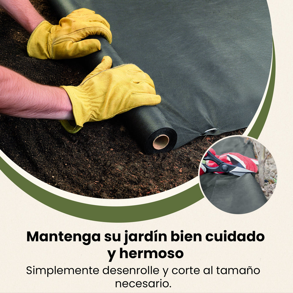 Tela para control de malezas: vellón negro resistente a los rayos UV con 50 anclajes