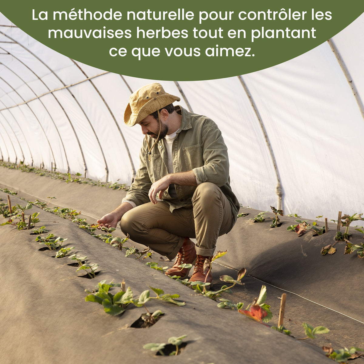 Tissu anti-mauvaises herbes - Polaire noire résistante aux UV avec 50 ancres