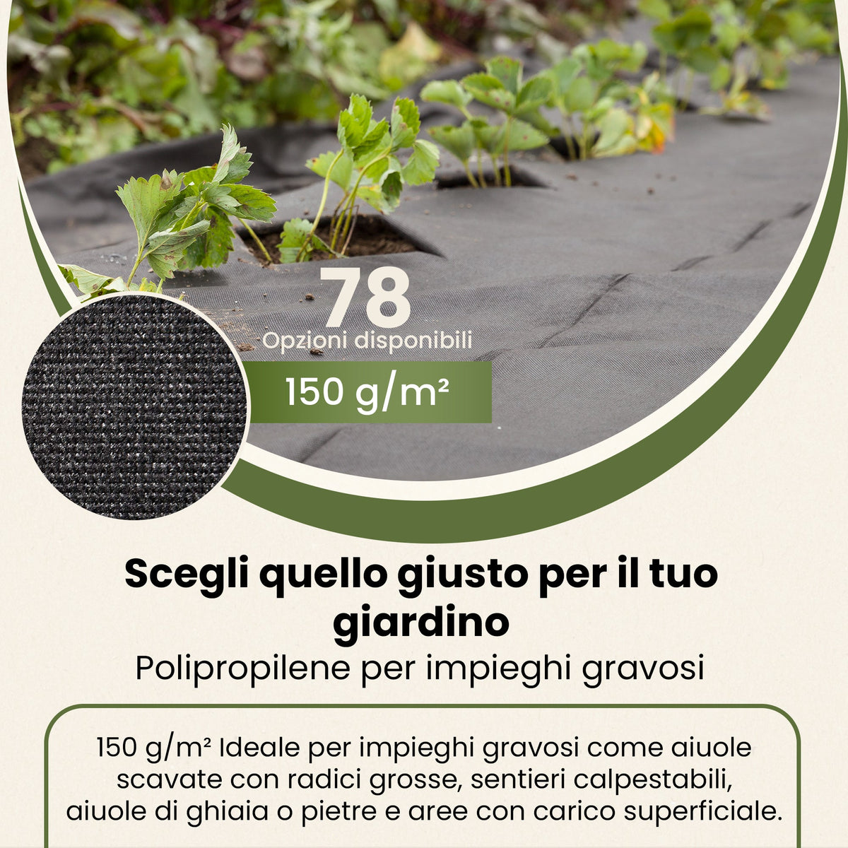 Tessuto per il controllo delle erbacce: pile nero resistente ai raggi UV con 50 ancoraggi