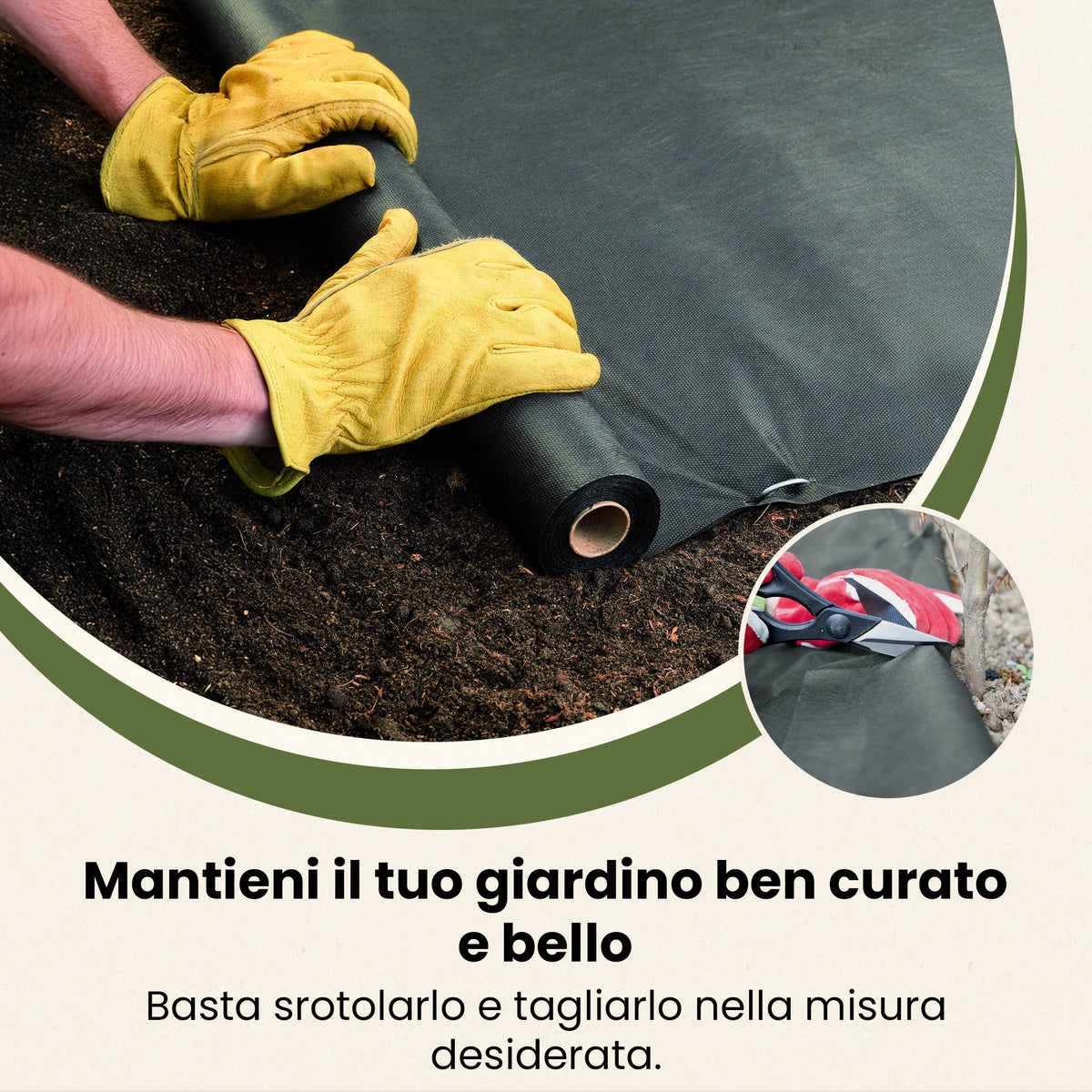 Tessuto per il controllo delle erbacce: pile nero resistente ai raggi UV con 50 ancoraggi